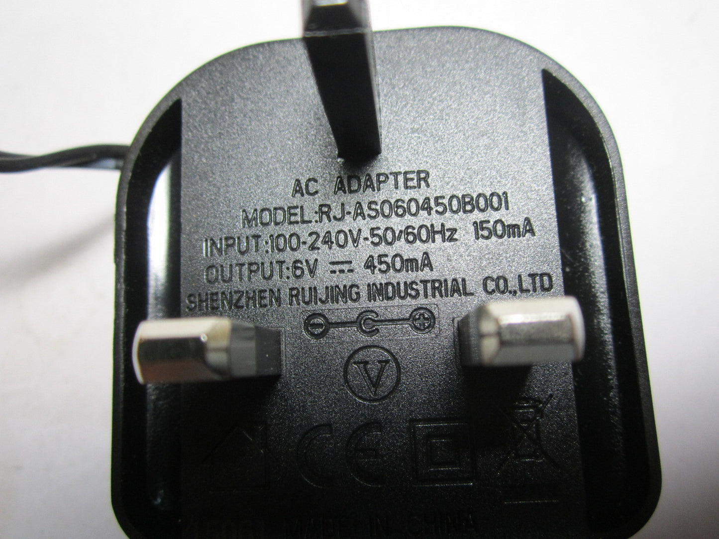 Genuine AC Adapter Model RJ-AS060450B001 6V 450mA Shenzhen Ruijing Industrial