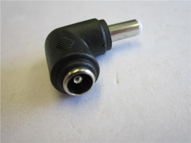 DC Push On Tip Female 5.5mmx2.1mm to Male 5.5mm x 2.5mm 5.5x2.5 White 90 Degree
