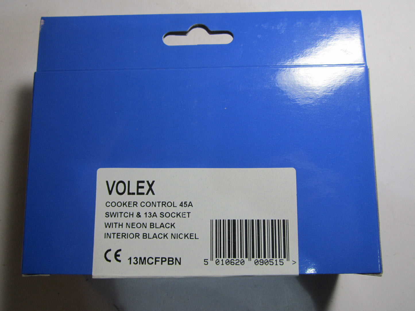 Volex Cooker Control 45A Switch 13A Socket with Neon Black Interior Nickel Flat