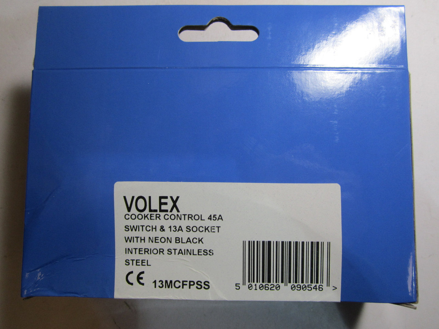 Volex Cooker Control 45A Switch 13A Socket Neon Black Interior Stainless Steel