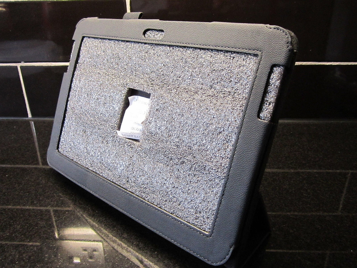 Black Samsung Galaxy Note N8000 Soft Leather Feel Carry Case Cover/Angle Stand