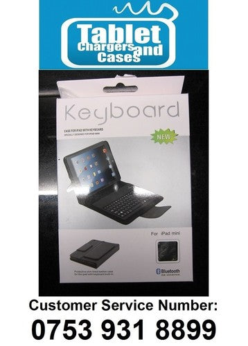 Bluetooth Black Real Leather Keyboard Case Stand for Apple Ipad MINI Tablet