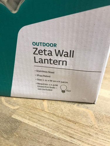 Zeta Outdoor Wall Lantern 1154649 Stainless Steel Ip44 E27 Light