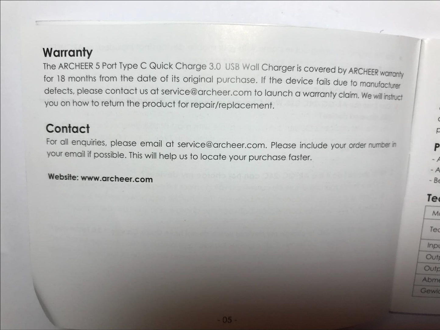 ARCHEER AR-QC-24C Qualcomm 3.0 Quick Charge 4x USB 1x USB-C UK Charger Station
