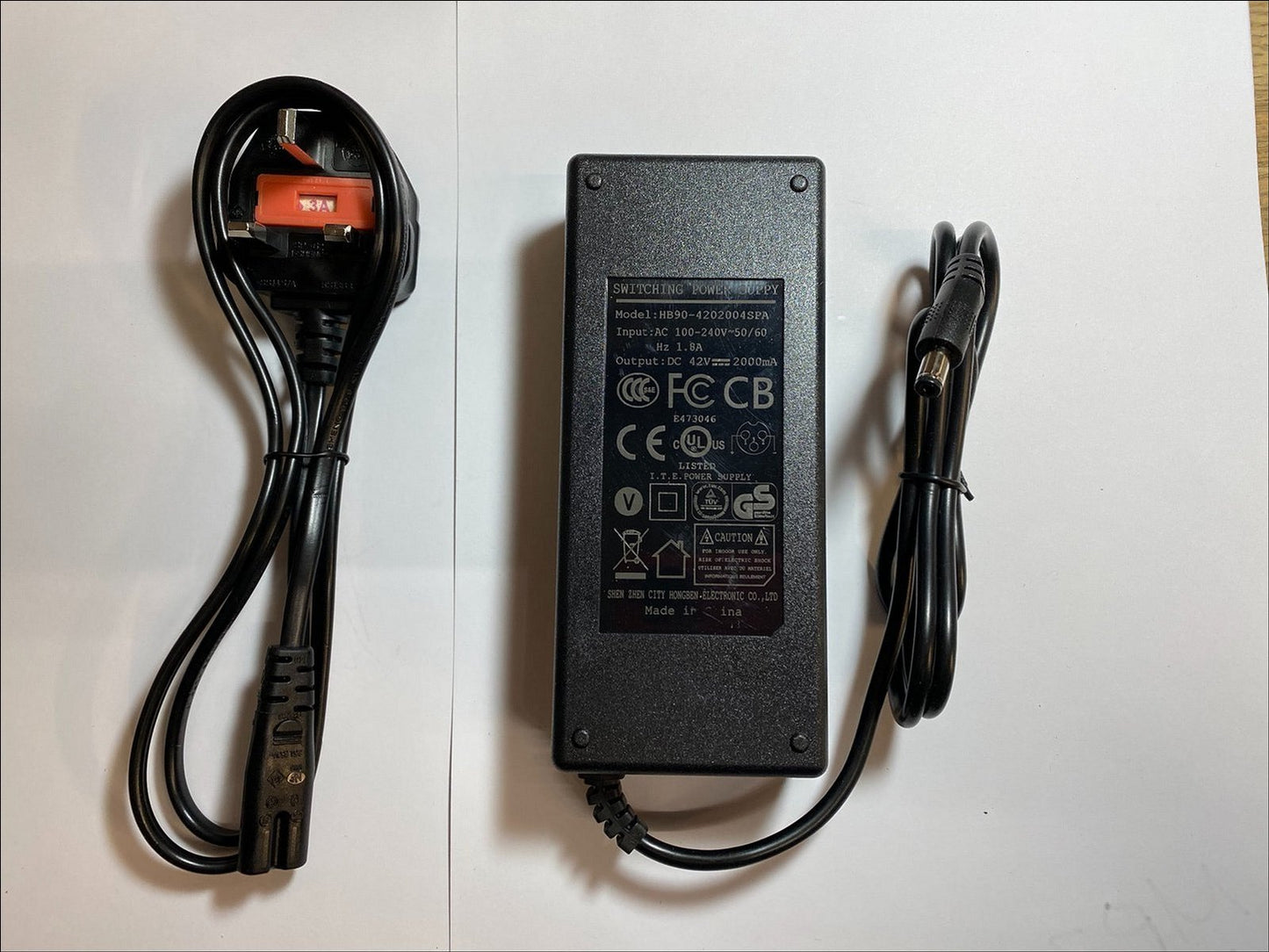 Replacement 42V AC-DC Adaptor Charger for EELO 1885 Bike