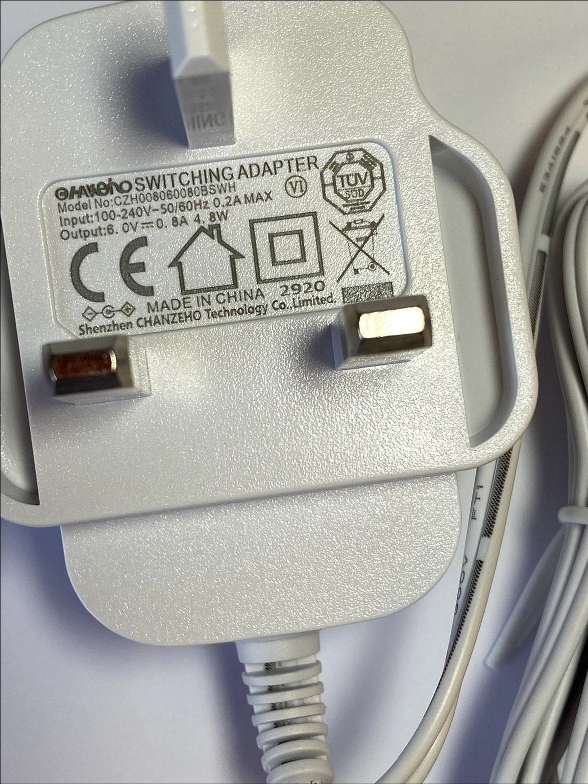White 6V DC 500mA AC Adaptor Power Supply Charger same as model CYD-0600500AS