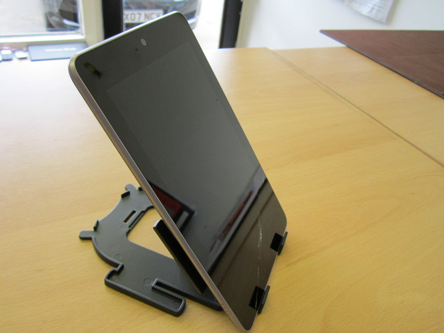 Purple Android Robot Man Multi Angle Stand Tilt Cradle for Tablet