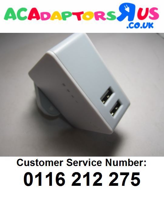 UK 5V 2.4A + 5V 2.1A Dual USB Mains Charger Adaptor + Power Bank 3000mAh Battery