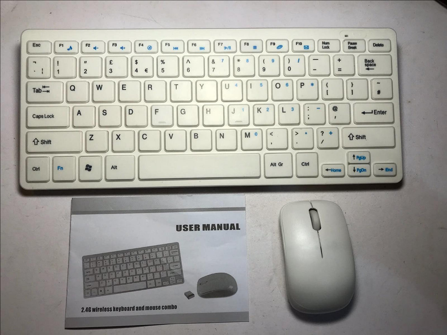 White Wireless Small Keyboard and Mouse Set for Mini PC Rikomagic MK802 iiis