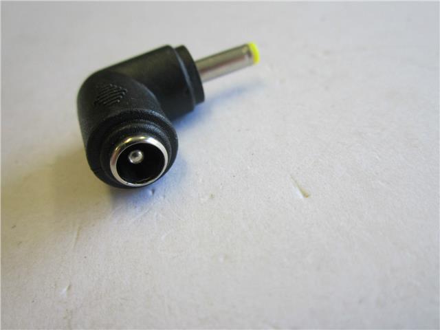 DC Push On Tip Female 5.5mmx2.1mm to Male 4.0mm x 1.7mm 4x1.7 Yellow 90 Degree