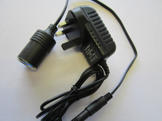 240V Mains to 12V DC Cigarette Lighter Voltage Converter Power Adapter 2A (24W)
