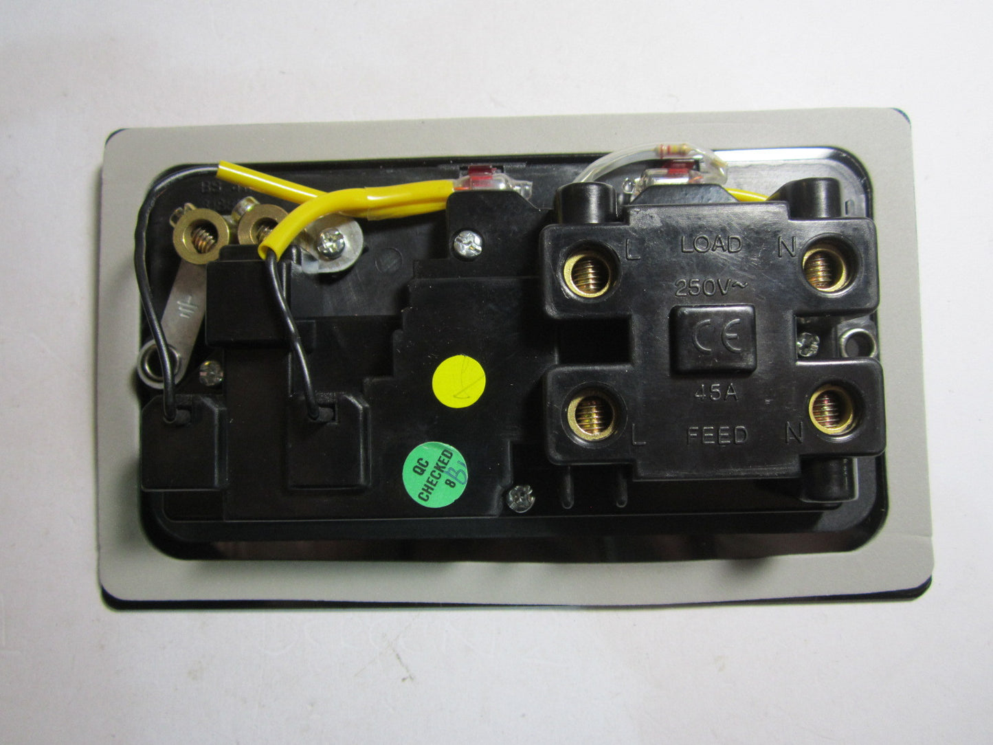 Volex Cooker Control 45A Switch 13A Socket with Neon Black Interior Nickel Flat