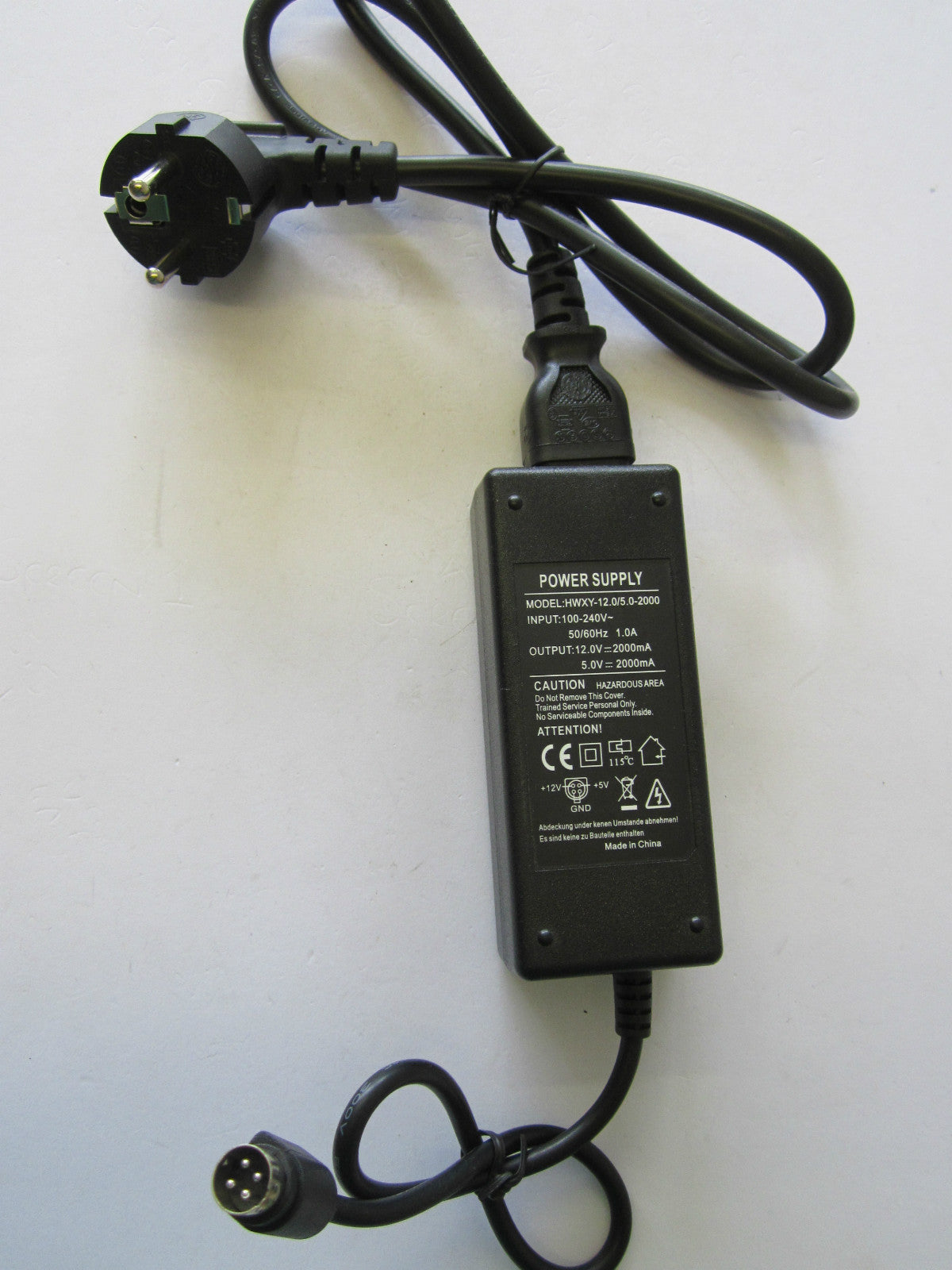 12.0V 12V 5.0V 5V 2000mA 2A 4 Pin DIN AC-DC Adaptor Power Supply + EU Plug Type1