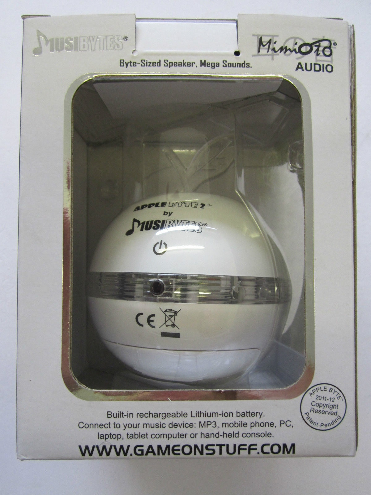 White AppleByte2 Plug & Play Mini Sized Loudspeaker Speaker for MP3 Player