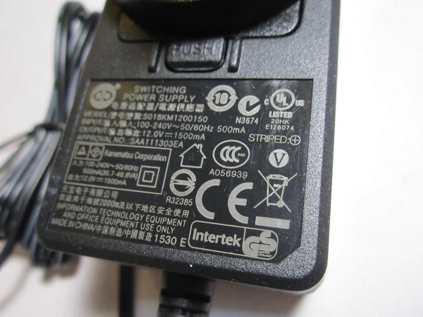 Indian 12V 1.5A 1500mA AC-DC Switching Power Supply Adaptor 2 Bare End Wires