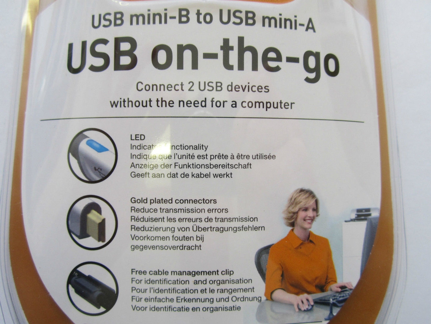 OTG USB MAKE MINI-B TO MINI-A 1.8M Cable Lead Cord to Connect 2 Devices without