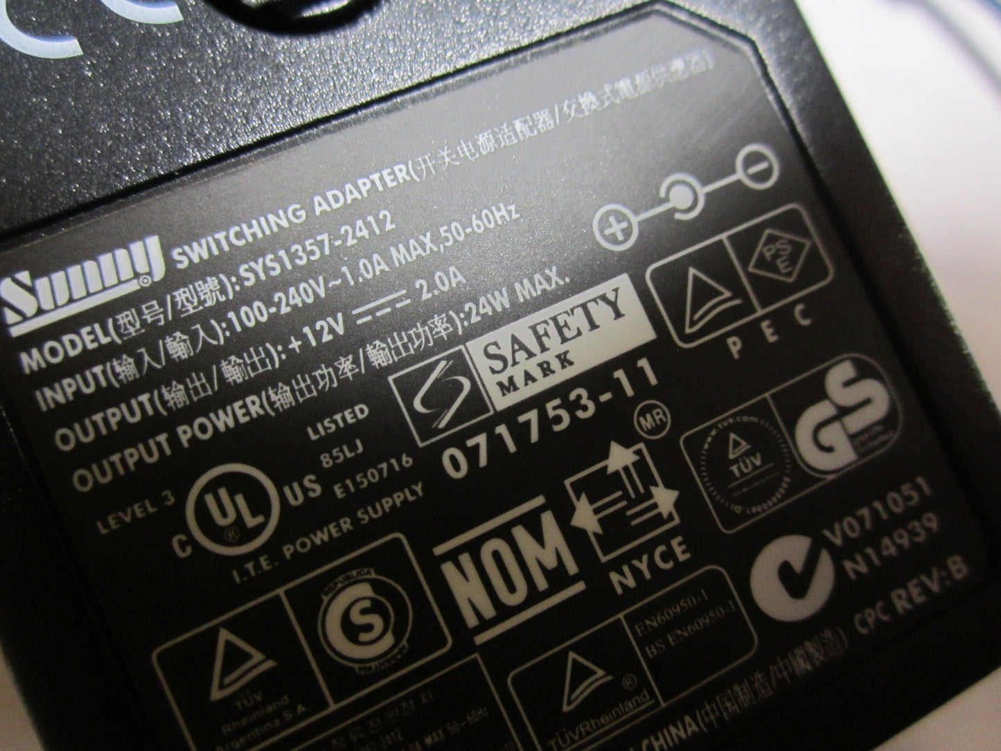 12V 2A 2000mA 12.0V USA AC-DC Switching Adaptor Negative Centre Polarity 5.5mm