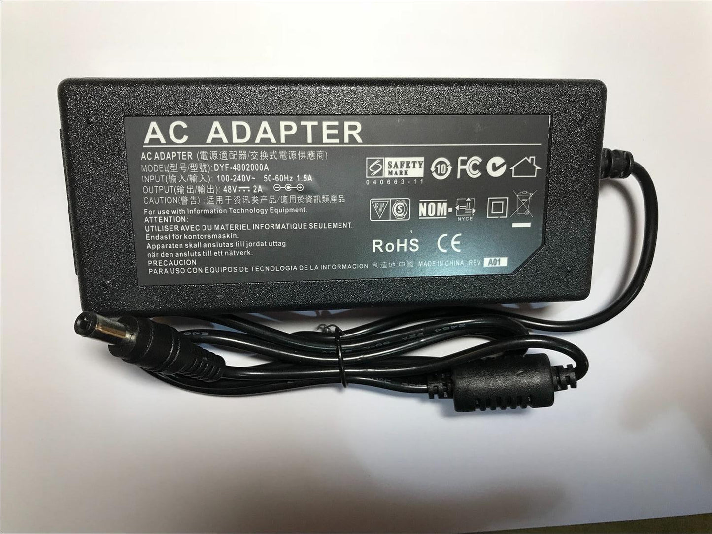 48V 2A Mains AC-DC Switching Adaptor Power Supply 5.5mm x 2.1mm/2.5mm EU Plug