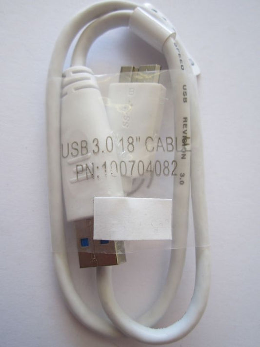 47cm Long WHITE Very Short USB 3.0 Super Speed/Fast Cable Lead (New Blue Inner)