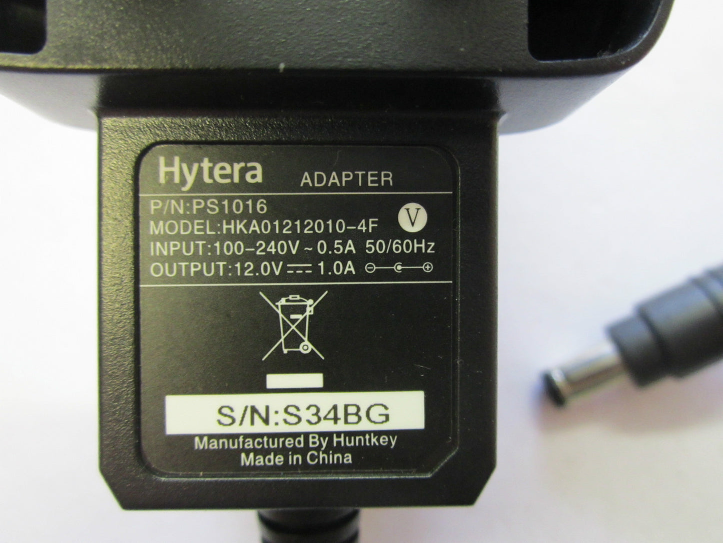 Genuine 12.0V 1.0A Hytera AC-DC Adapter Power Supply P/N PS1016 HKA01212010-4F