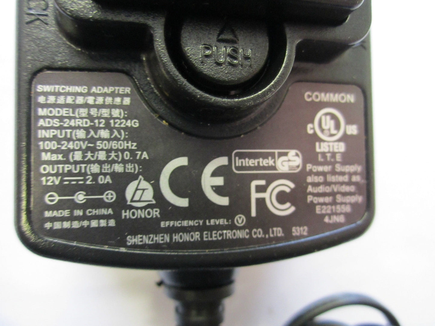 EU European 12V 2.0A Switching Adapter Model ADS-24RD-12 1224G AC-DC ADAPTOR