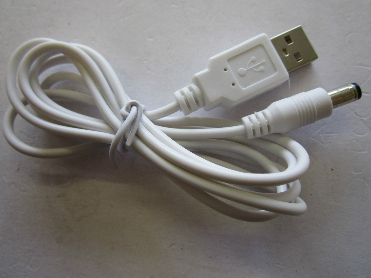 1.2M Long White USB Male to 5.5mm x 2.5mm/2.1mm 5.5x2.1/2.5 DC Connector