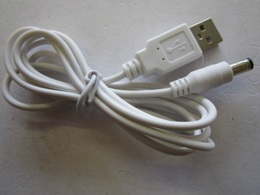 1.2M Long White USB Male to 5.5mm x 2.5mm/2.1mm 5.5x2.1/2.5 DC Connector