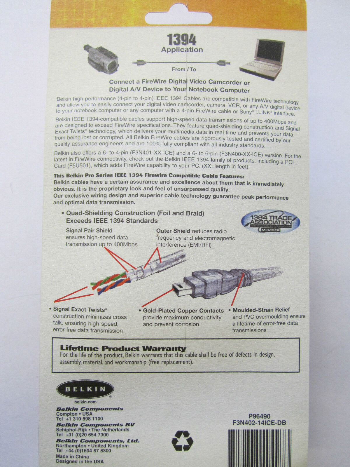 FIREWIRE Data Cable IEEE 1394 for SONY HD Camcorder to Edit PC/LAPTOP/MAC