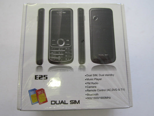 TRI BAND USA DUAL SIM BLACK UNLOCKED MOBILE PHONE E25-CAMERA,VIDEO,MP3,BLUETOOTH