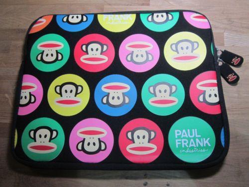 Black 9.7" Tablet Ipad Soft Carry Case Bag Sleeve Circles / Monkey
