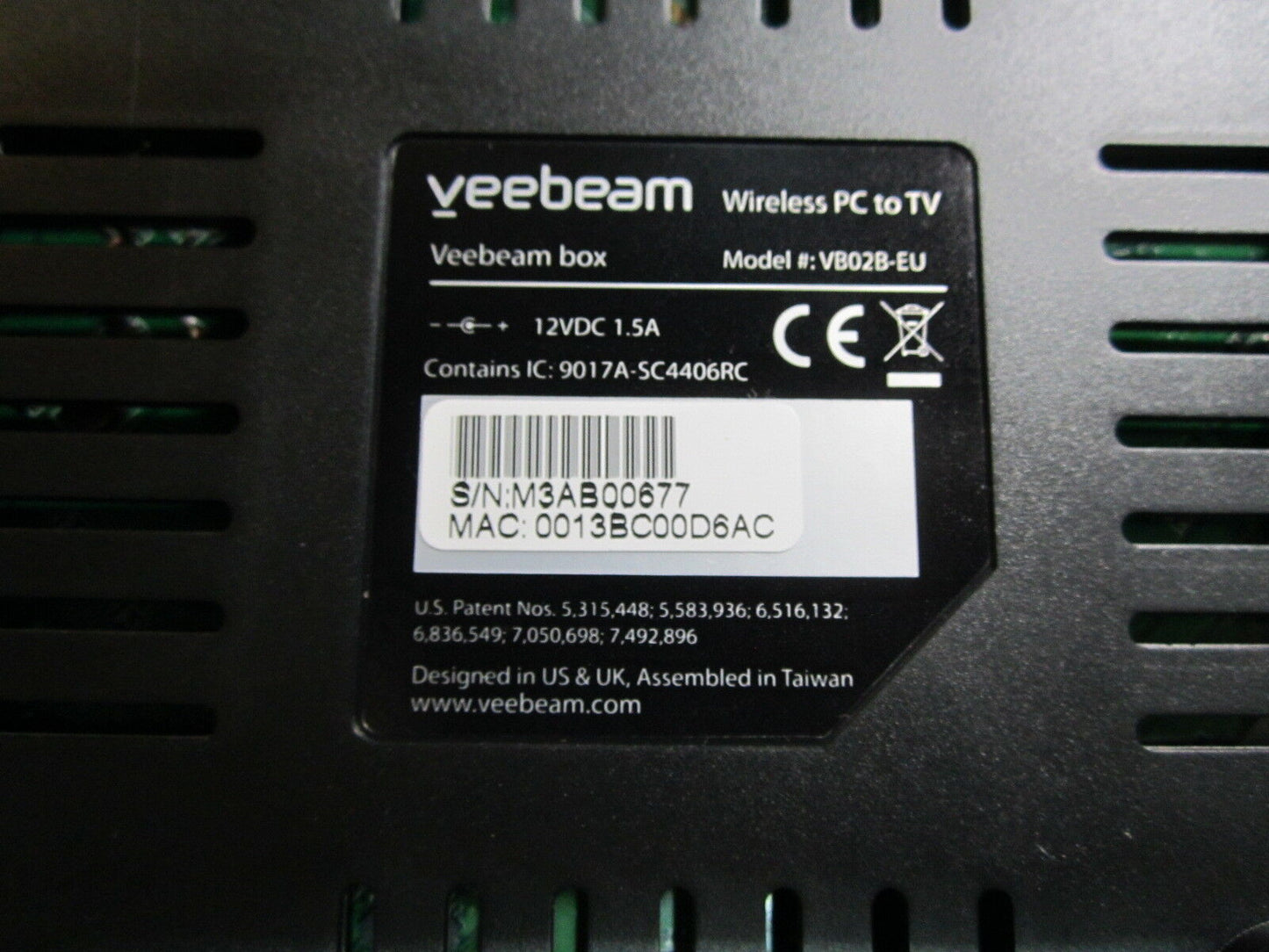 Veebeam VB02B-EU HD Wireless Laptop PC to TV HDMI Composite HDTV Link Screencast