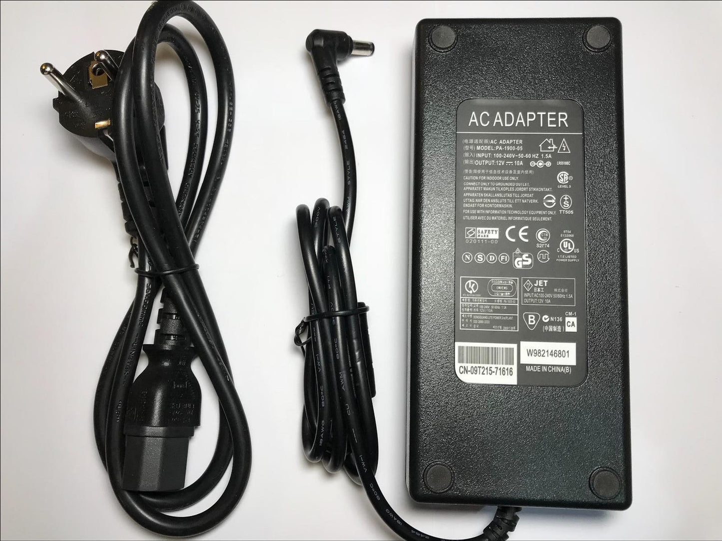 EU 12.0V 12V 10A AC-DC Adaptor Power Supply 5.5 x 2.5 Positive Centre Polarity