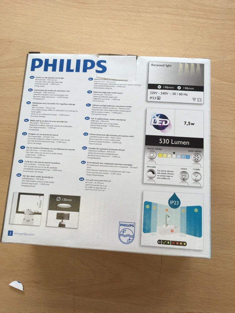 Philips myBathroom Recessed Spot Matt Chrome Bathing Light Energy Saving LED