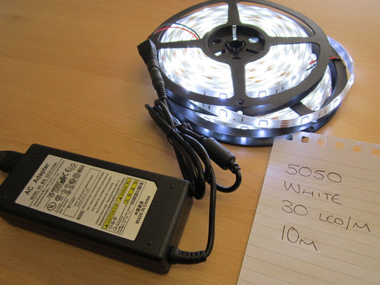 10M Waterproof Indoor/Outdoor Adhesive Bright WHITE 5050 LED Light Strip