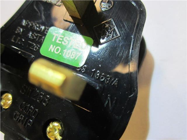 3M Long 2 Core Black Cable Lead Flex for Power Tool UK Moulded BS1363 13A Plug