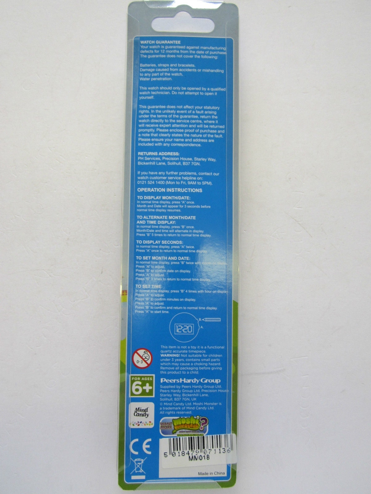 Genuine Small/Kids/Childs/Boys Blue Moshi Monsters MM018 Digital Wrist Watch