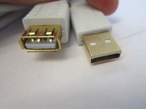 1.8M USB 2.0 A Male to A Female White Extension with Gold Plated Connection