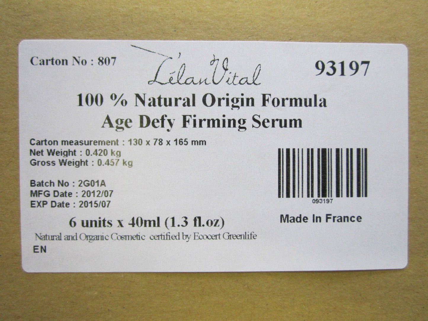 L'élan Vital Organics Natural Origin Age Defy Firming Serum 40ml 93197