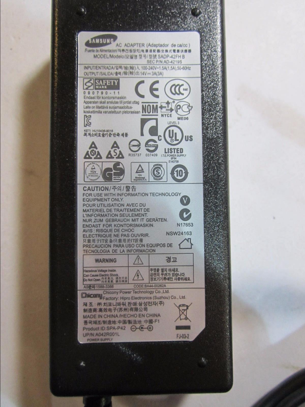 EU 14V 3A Samsung AC-DC Power Adapter for Samsung S24C300 24" LED Monitor 1080p