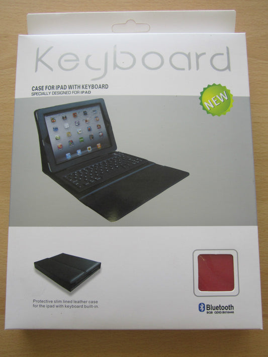 RED Bluetooth Wireless Keyboard Real Leather Carry Case/Stand Apple iPad 1,2,3