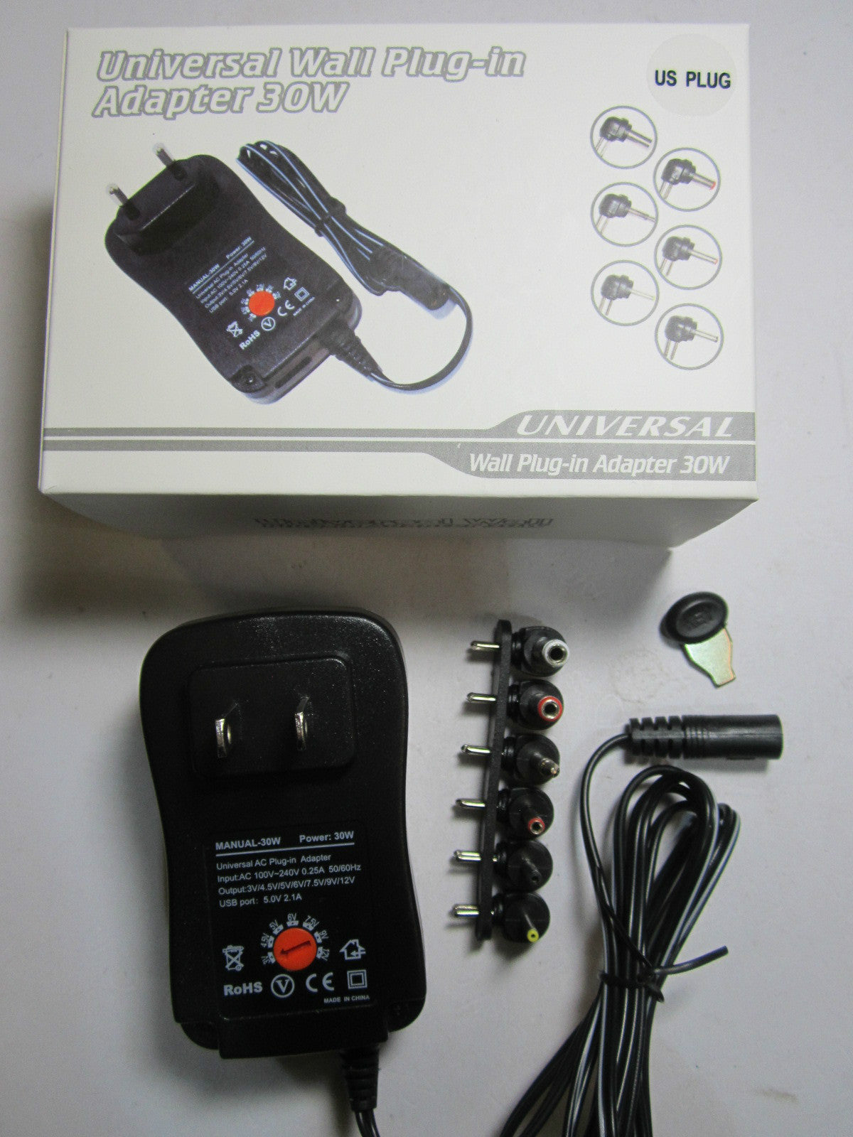 USA 3V/4.5V/5V/6V/7.5V/9V/12V 30W Universal Switching Adapter Power Supply + 6 Tips
