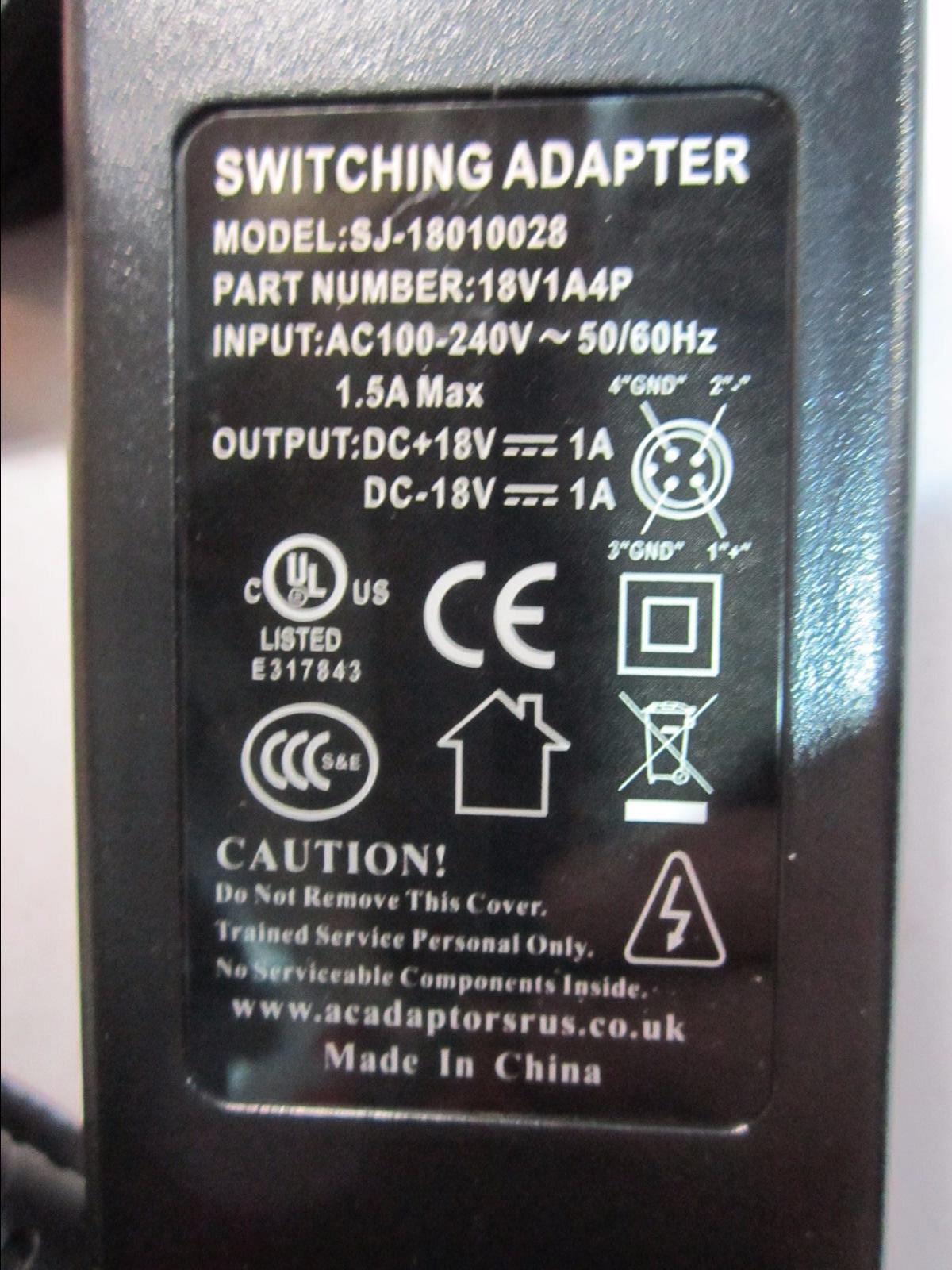 UK Replacement Klipsch PHIHONG PSM36W-201(C) DC +18V -18V 1A AC POWER ADAPTOR