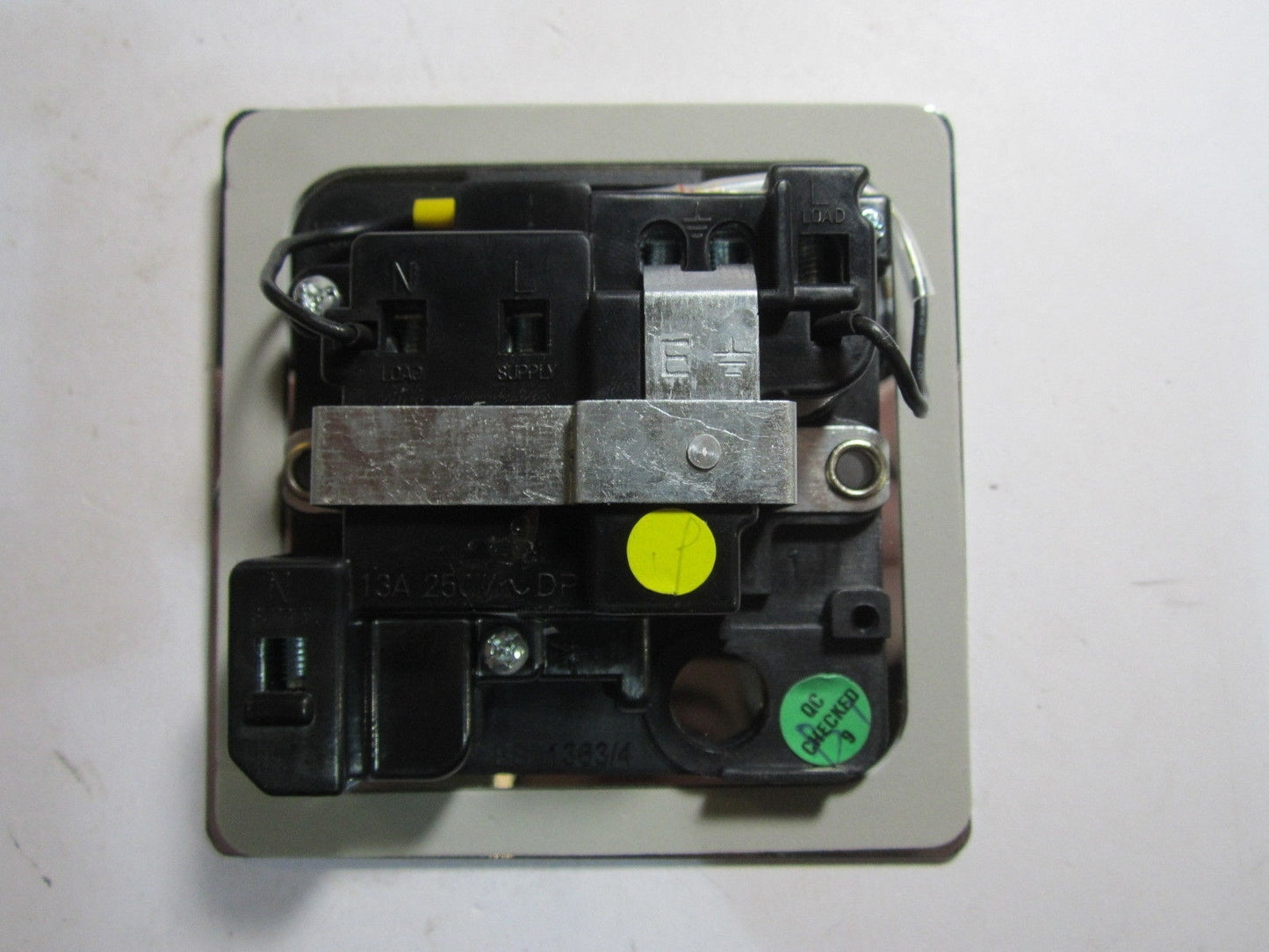 Volex 1 Gang Switched Fused Connection Unit 13A Neon Black Inner Polished Chrome