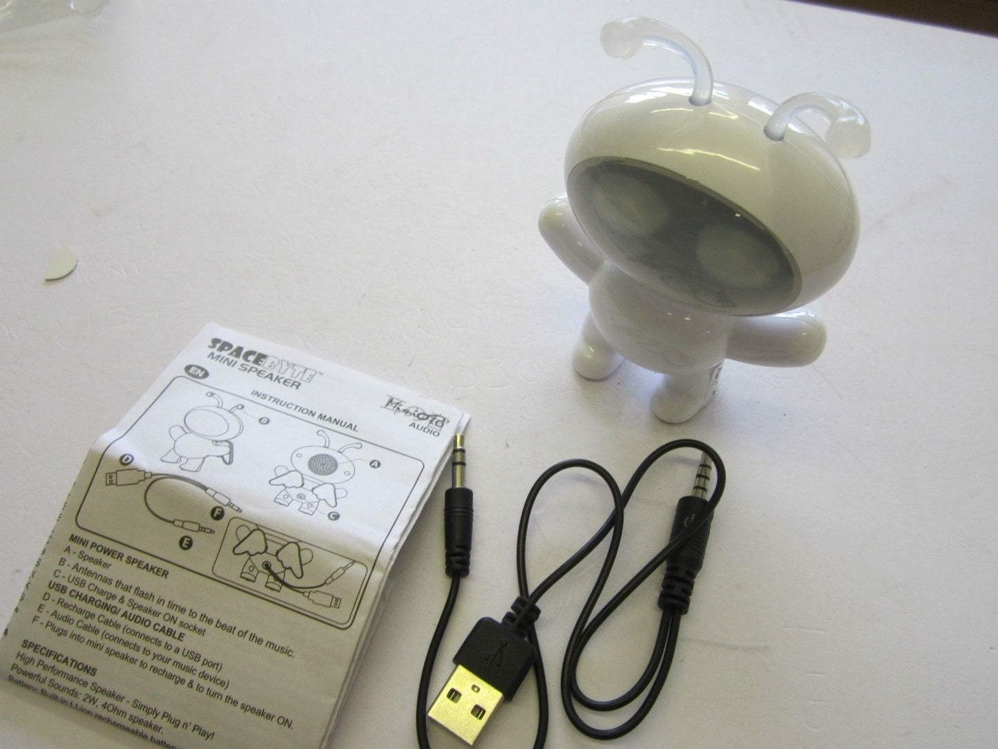 White Musibytes SpaceByte Mini Devil Angel Loud Speaker for ALL Tablet PC's