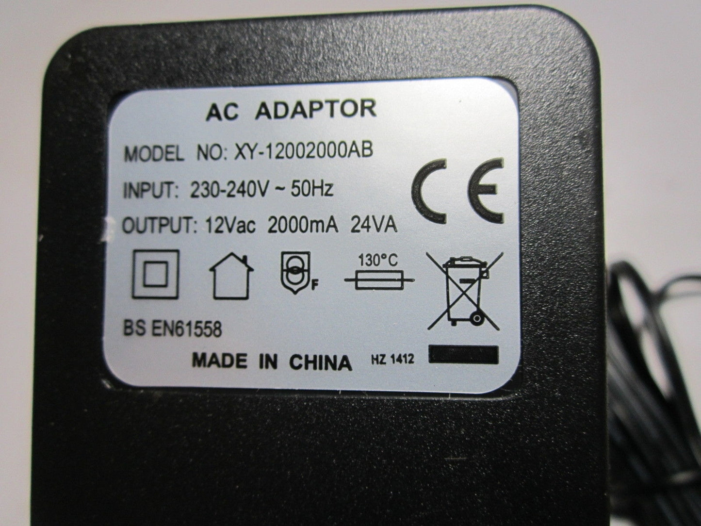 UK Replacement for 12V AC 1700mA Max 20.4VA Power Supply Model YMA-1201700 IP20
