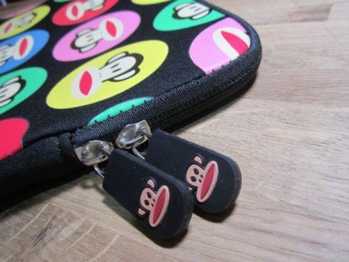Black 9.7" Tablet Ipad Soft Carry Case Bag Sleeve Circles / Monkey