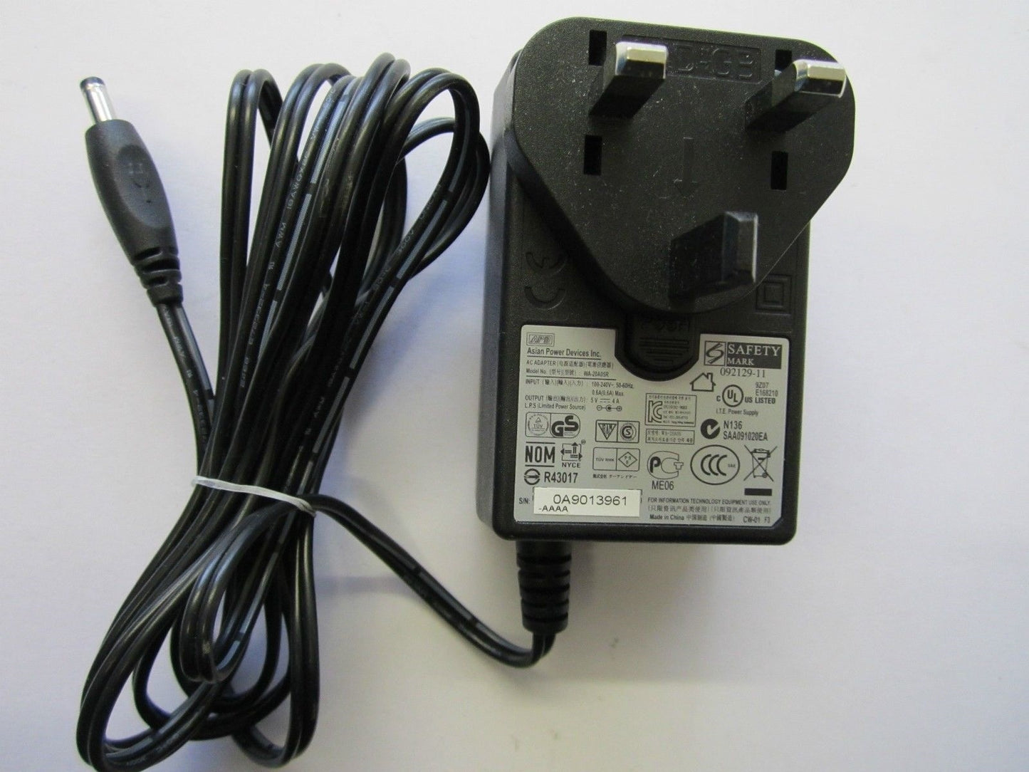 5V 4A Genuine APD Asian Power Devices Inc AC Adaptor WA-20A05R Power Supply