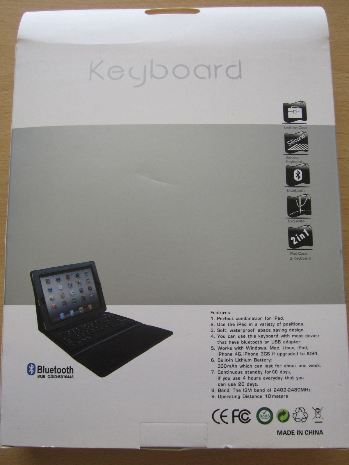 PINK Bluetooth Wireless Keyboard Leather Carry Case/Stand Apple iPad 1,2,3 New