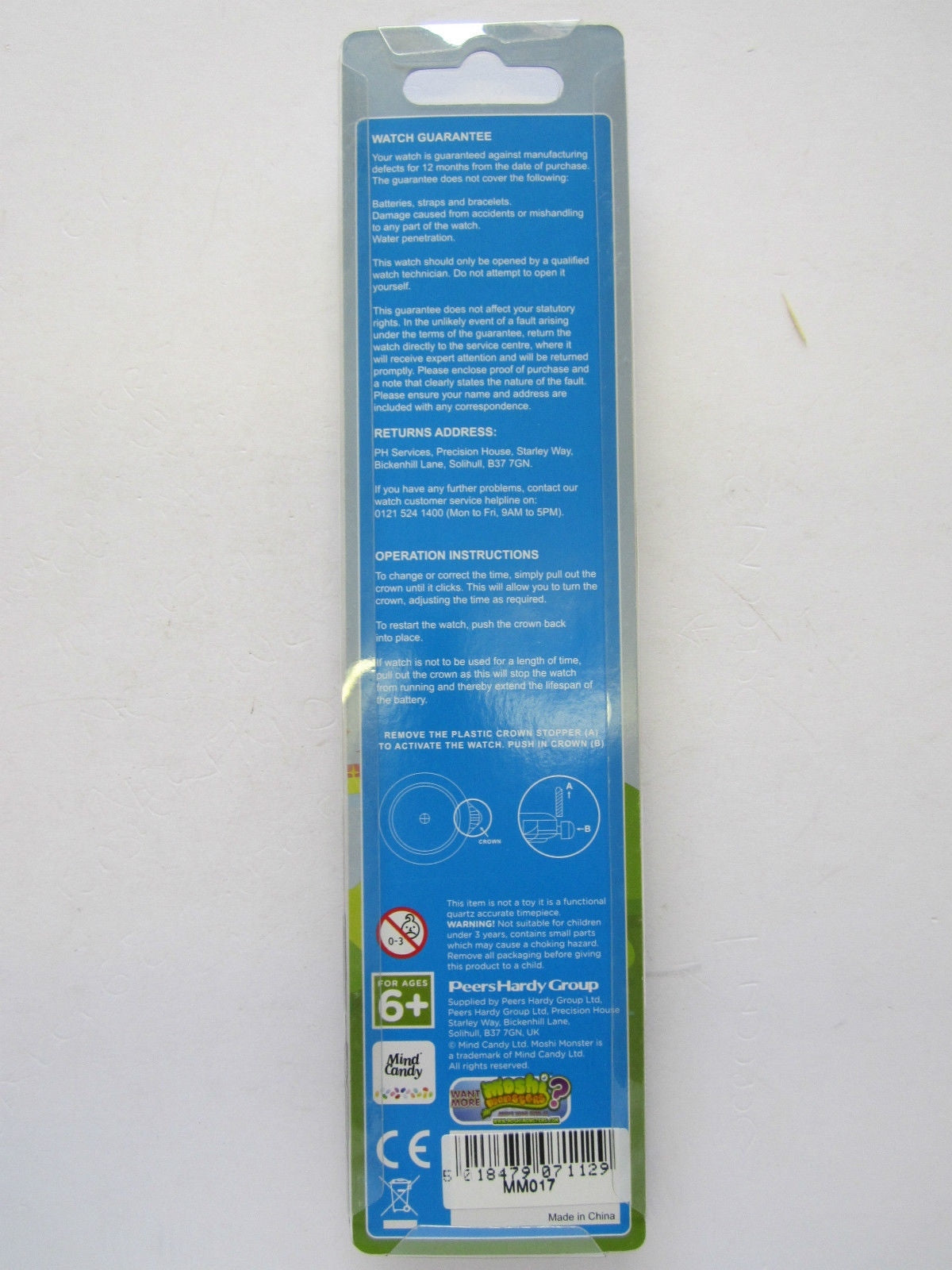 Genuine Small/Kids/Childs/Boys Blue Moshi Monsters MM017 Analogue Wrist Watch