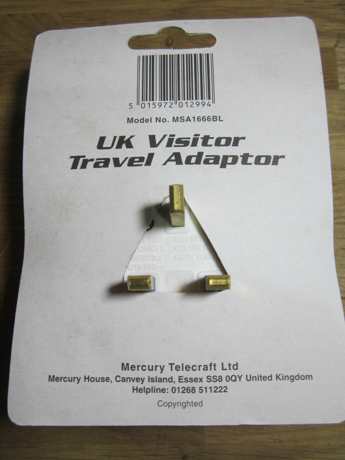 Mercury UK Visitor Travel Adaptor MSA1666BL 13A Fused BS5733/A EU/USA/AUS to UK